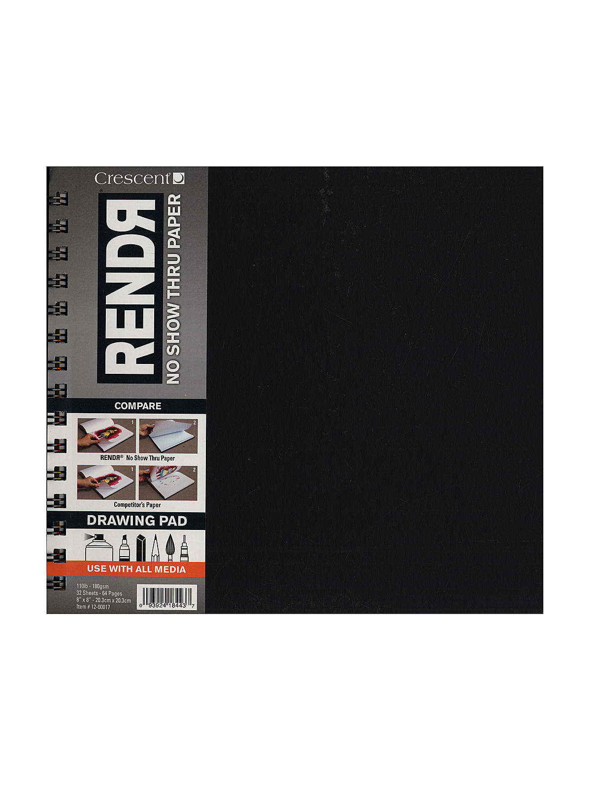 Crescent 1200017 RENDR No Show Thru Wirebound Sketchbook 32 Sheet 8x8 for  sale online