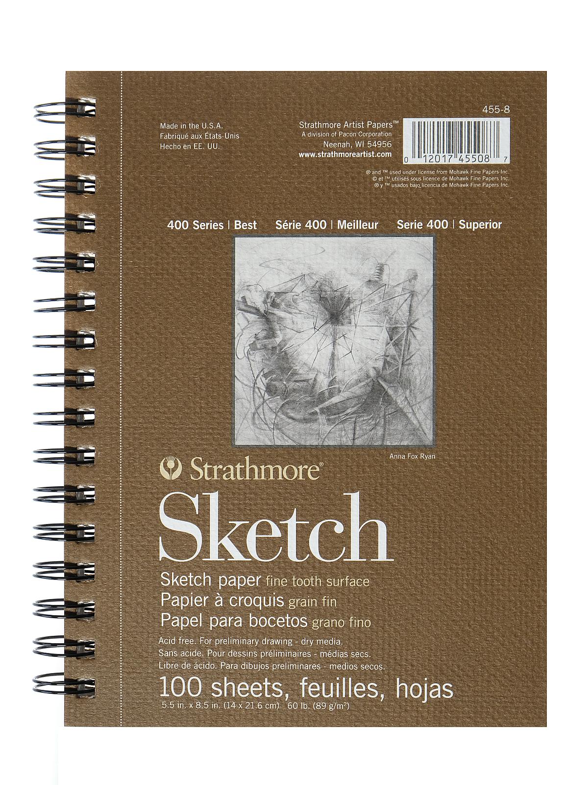 Strathmore 455-18 400 Series Sketch Pad, 18 x 24 Wire Bound, 30 Sheets ,  White