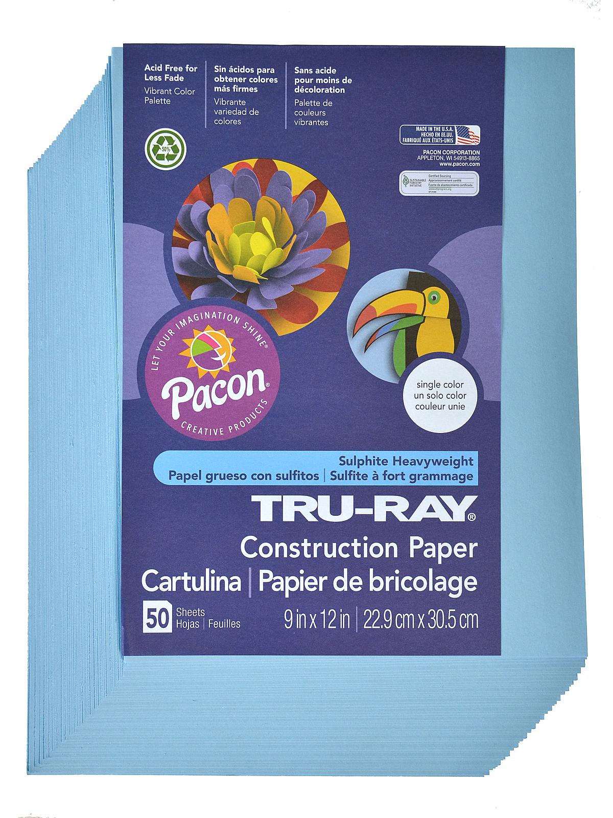 Pacon Tru-Ray Construction Paper, 76 lbs., 9 x 12, Red, 50
