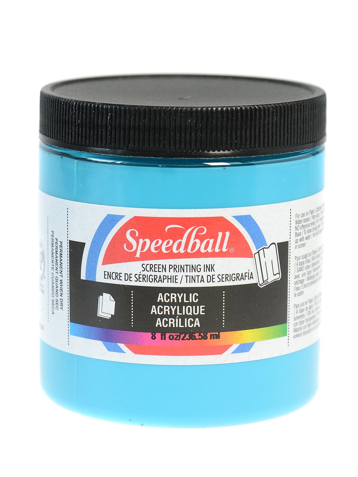 Speedball Fabric Screen Printing Ink 32 oz Jar - Fluorescent Blue