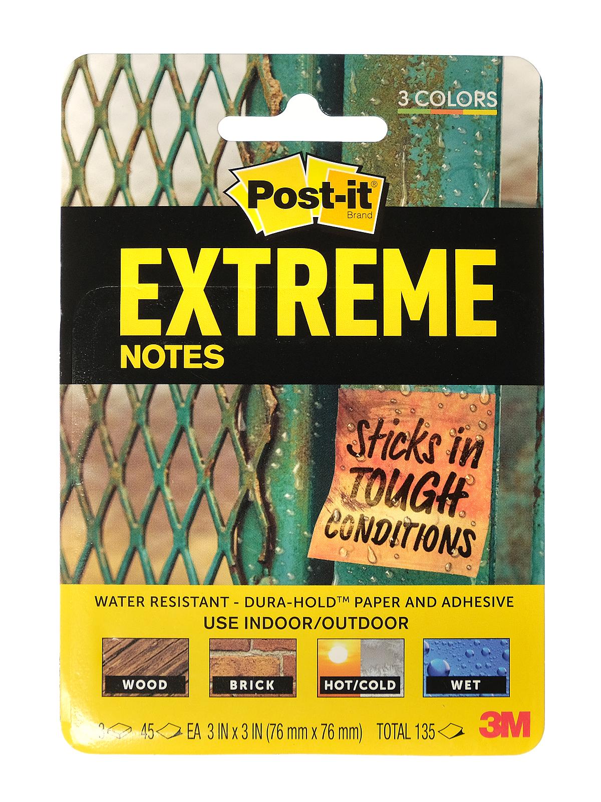 Post-it Extreme Notes Green Water Resistant 3 X 3 Inches 3 Pads 45 Sheet  per Pad for sale online