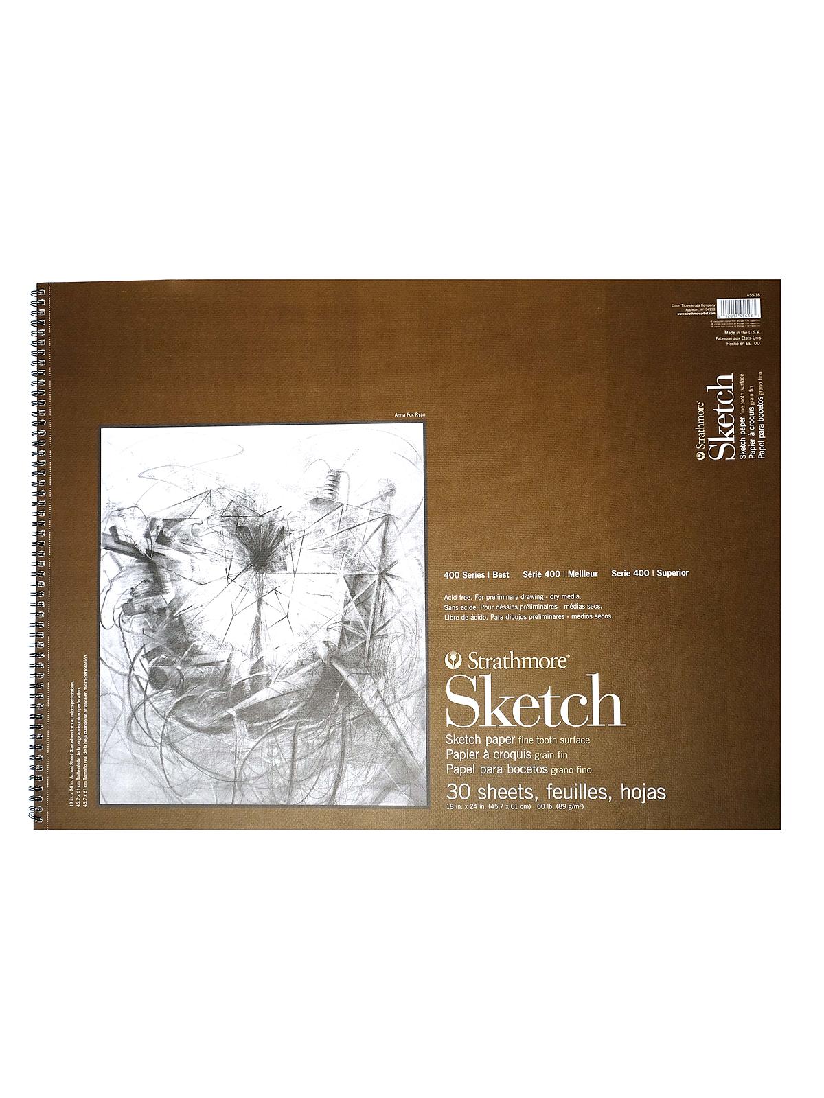 30 Sheets New Strathmore 455-18 400 Series Sketch Pad 18 x 24 Wire Bound 